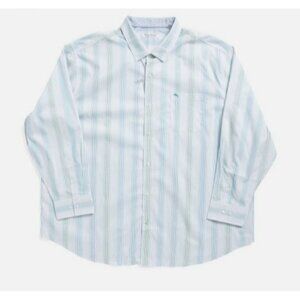 Tommy Bahama Mens Blue Striped Big Tall Stretch Button Shirt Plus Sz 3XL B New
